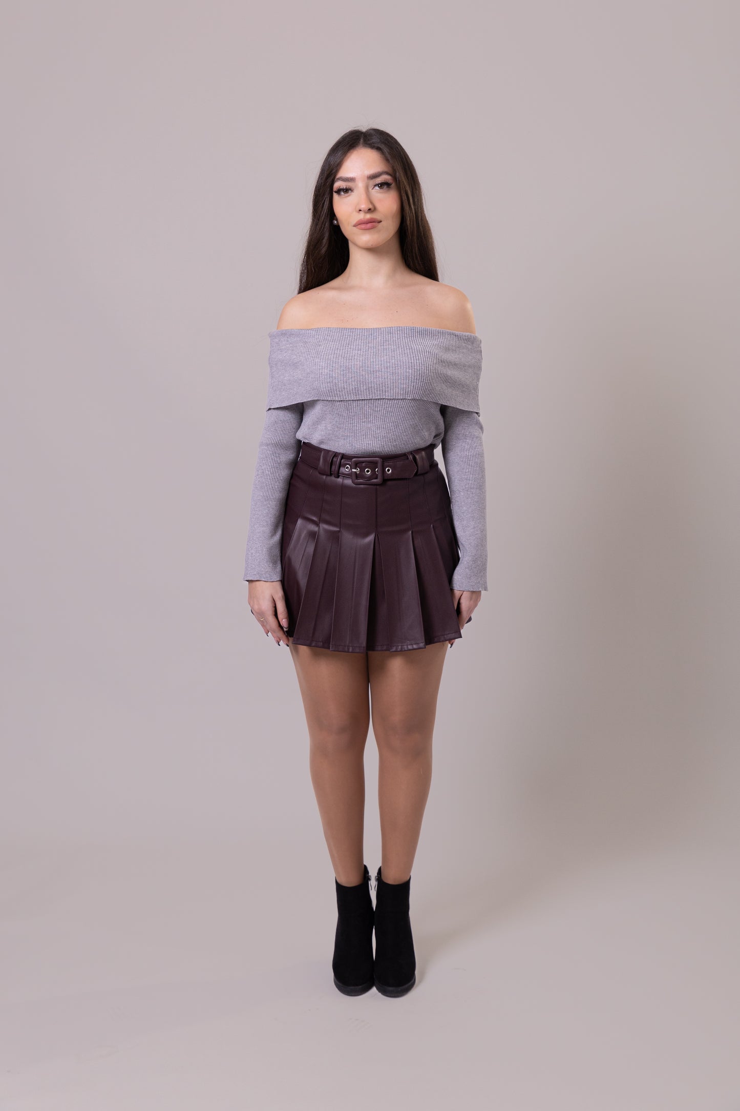 Leather Pleated Skirt