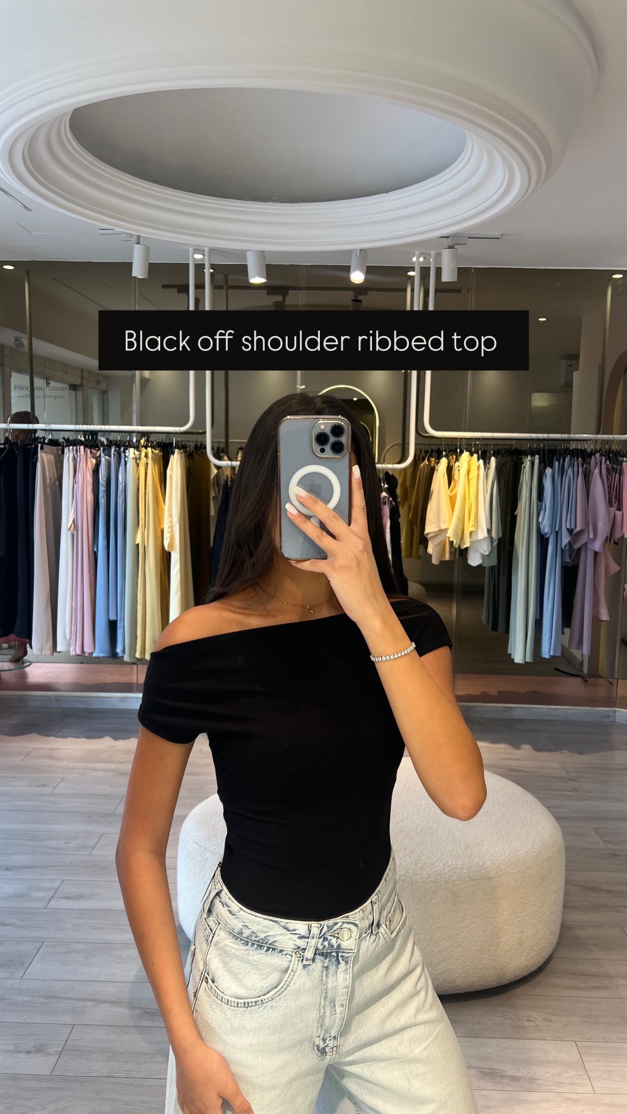 Off Shoulder Ribbed Top