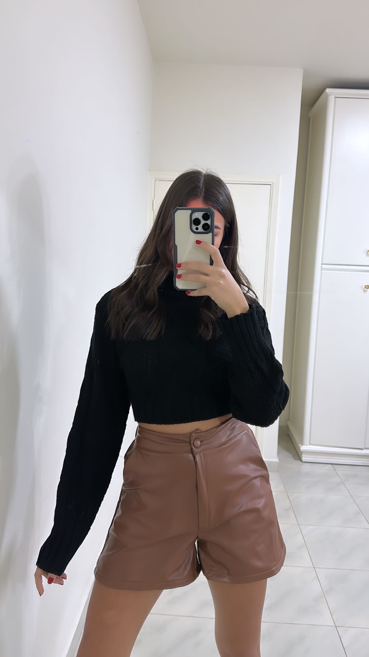 Leather Fleeced Shorts