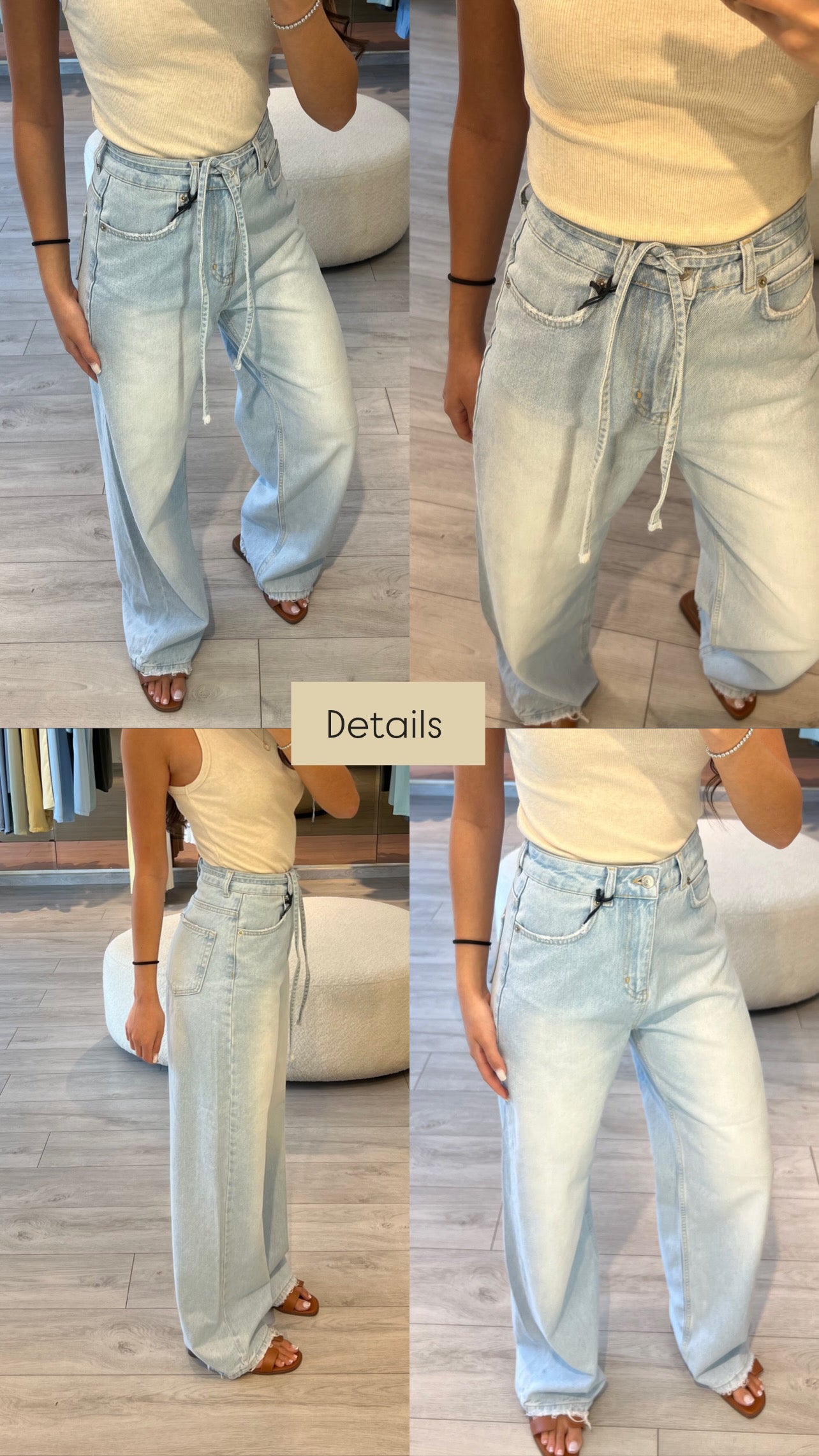 Ribboned denim jeans