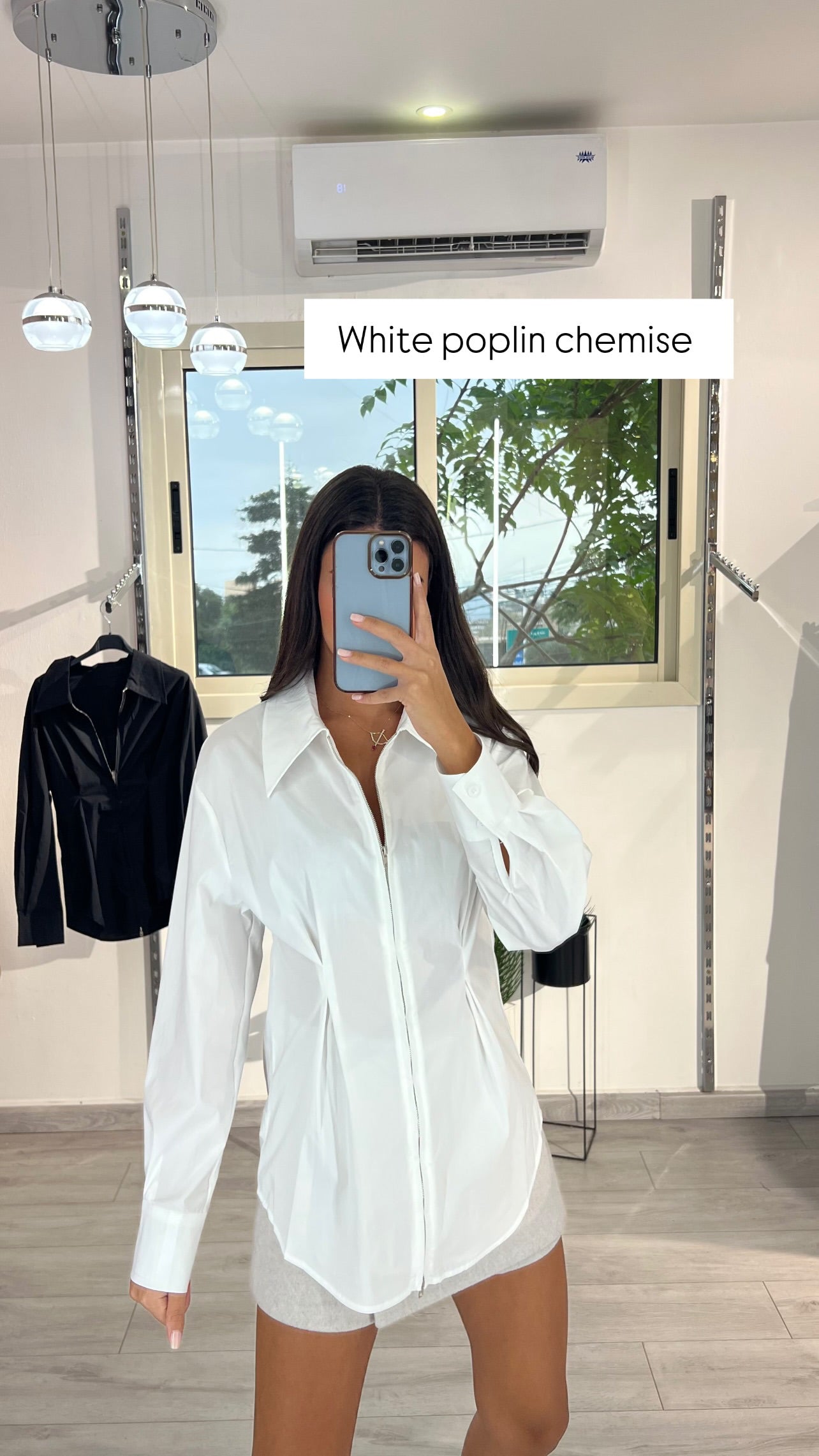 Poplin Chemise with Zipper