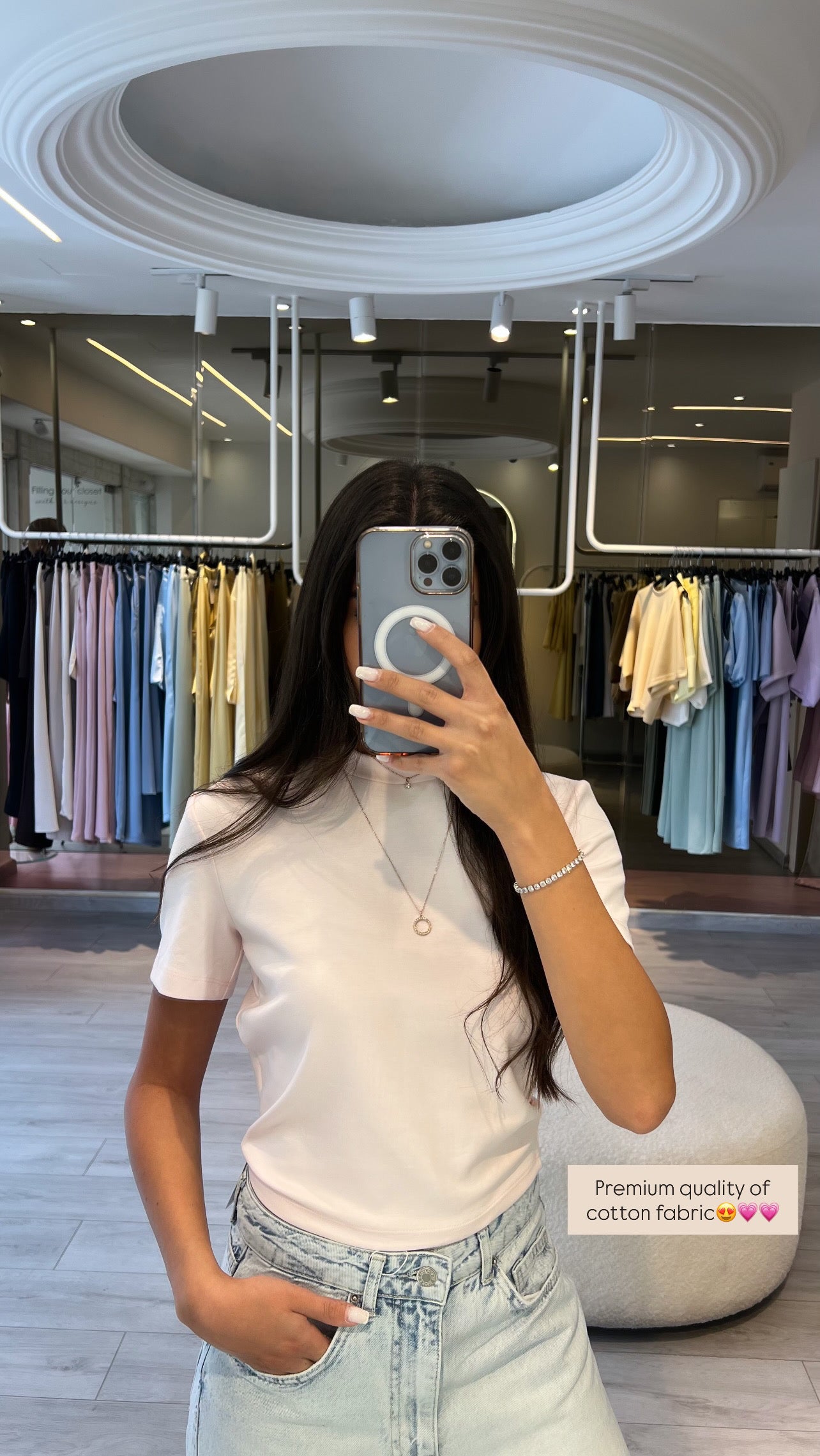 Baby Pink Short Sleeves Fitted Basic