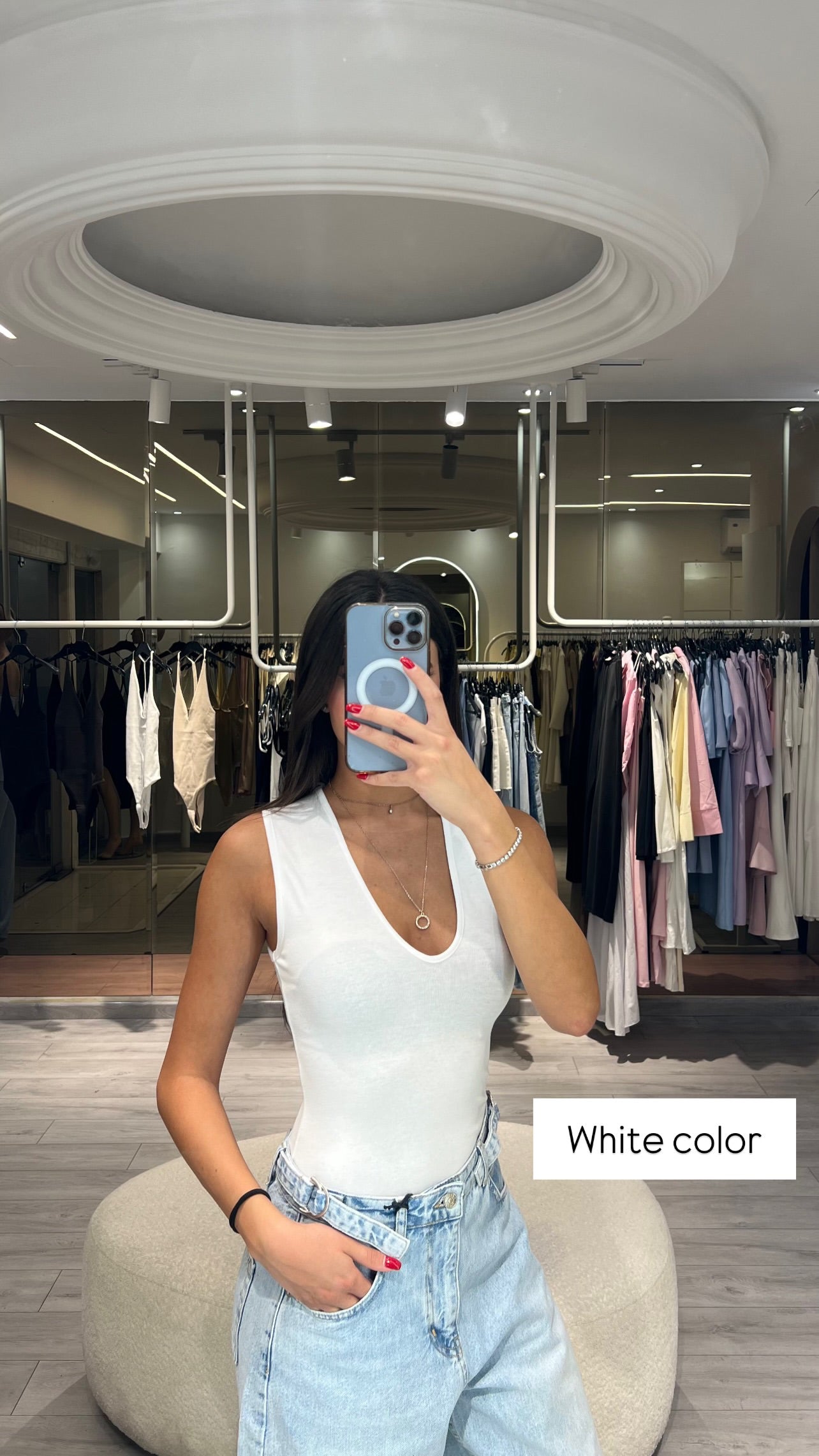 V neck Cotton Lycra Bodysuit