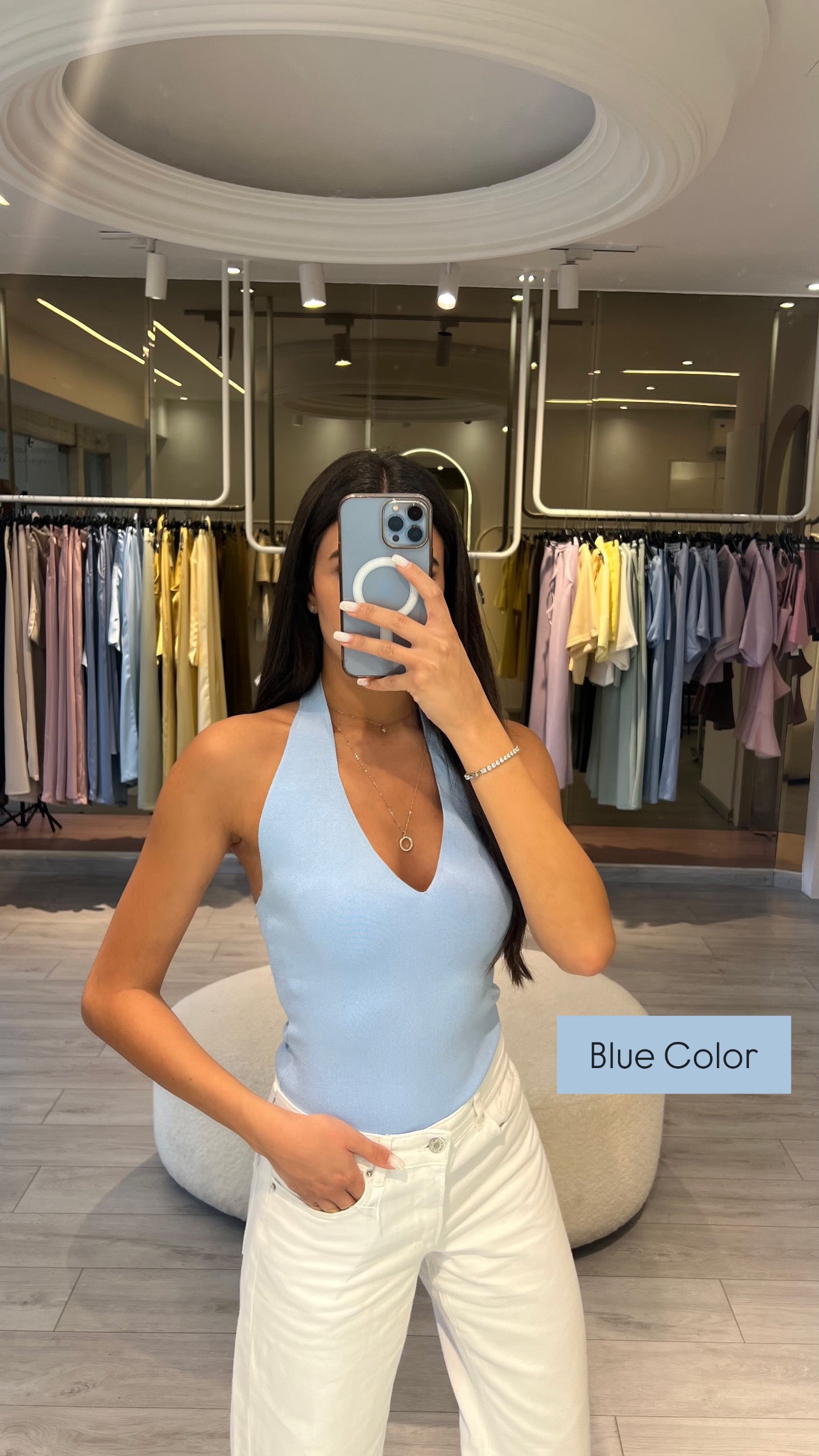 V neck Backless Top