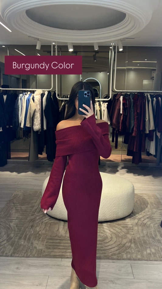 Wool offshoulder dress