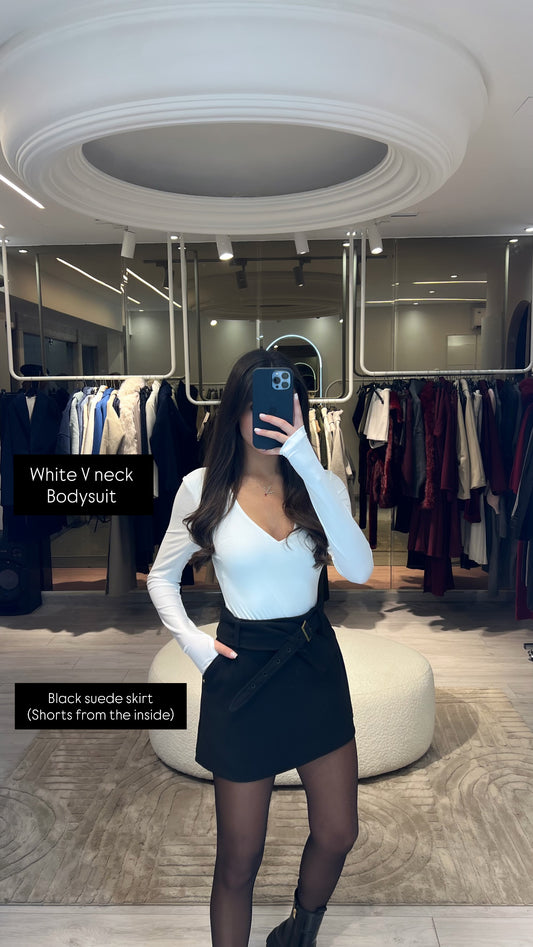 Suede Skort with oblique belt