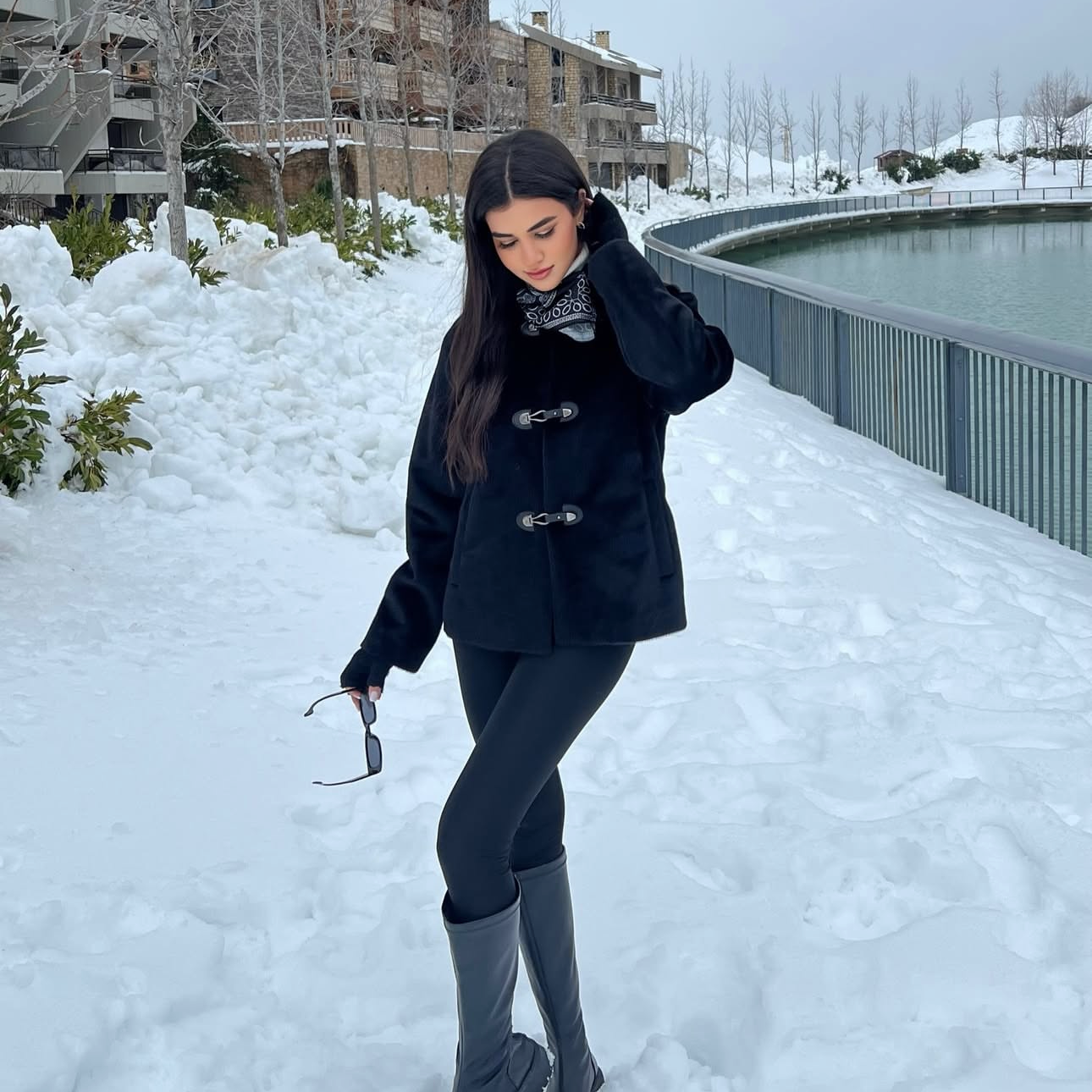 Fur Jacket with Satin Scarf