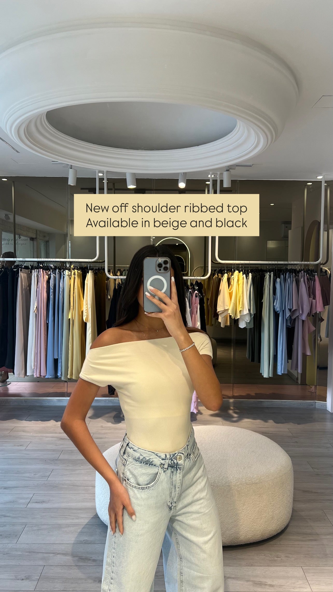 Off Shoulder Ribbed Top