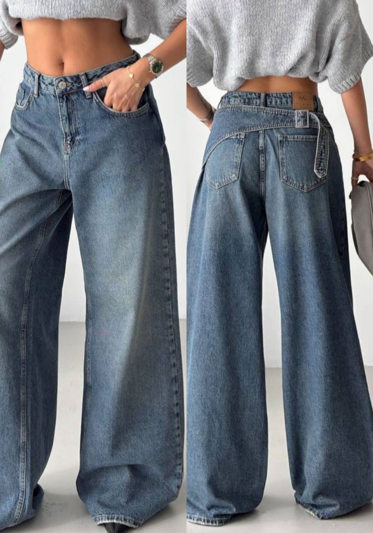 Back Belted Denim Jeans