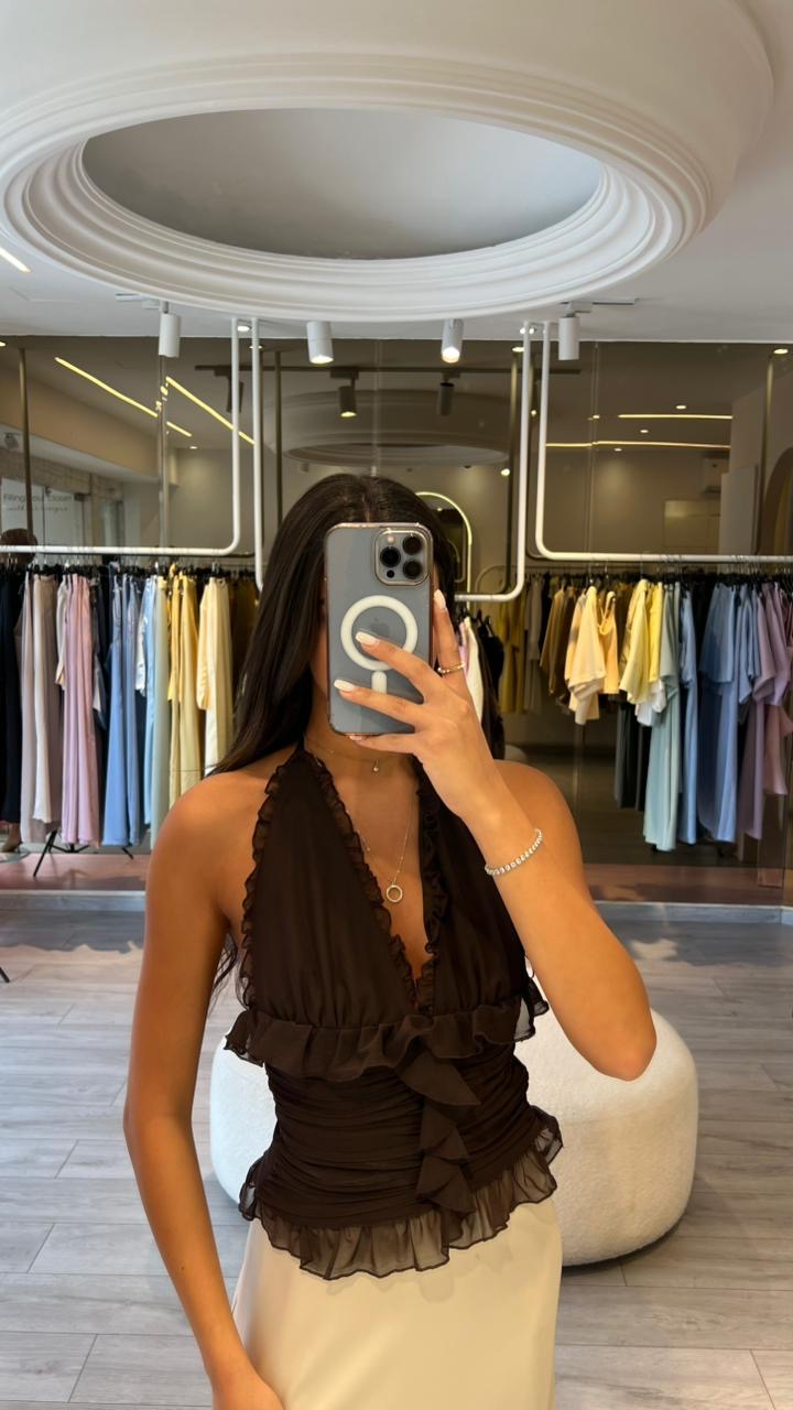 Backless ruffled top