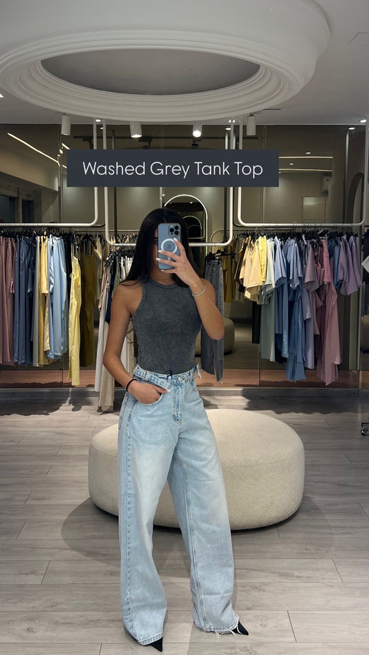 Grey halter ribbed top