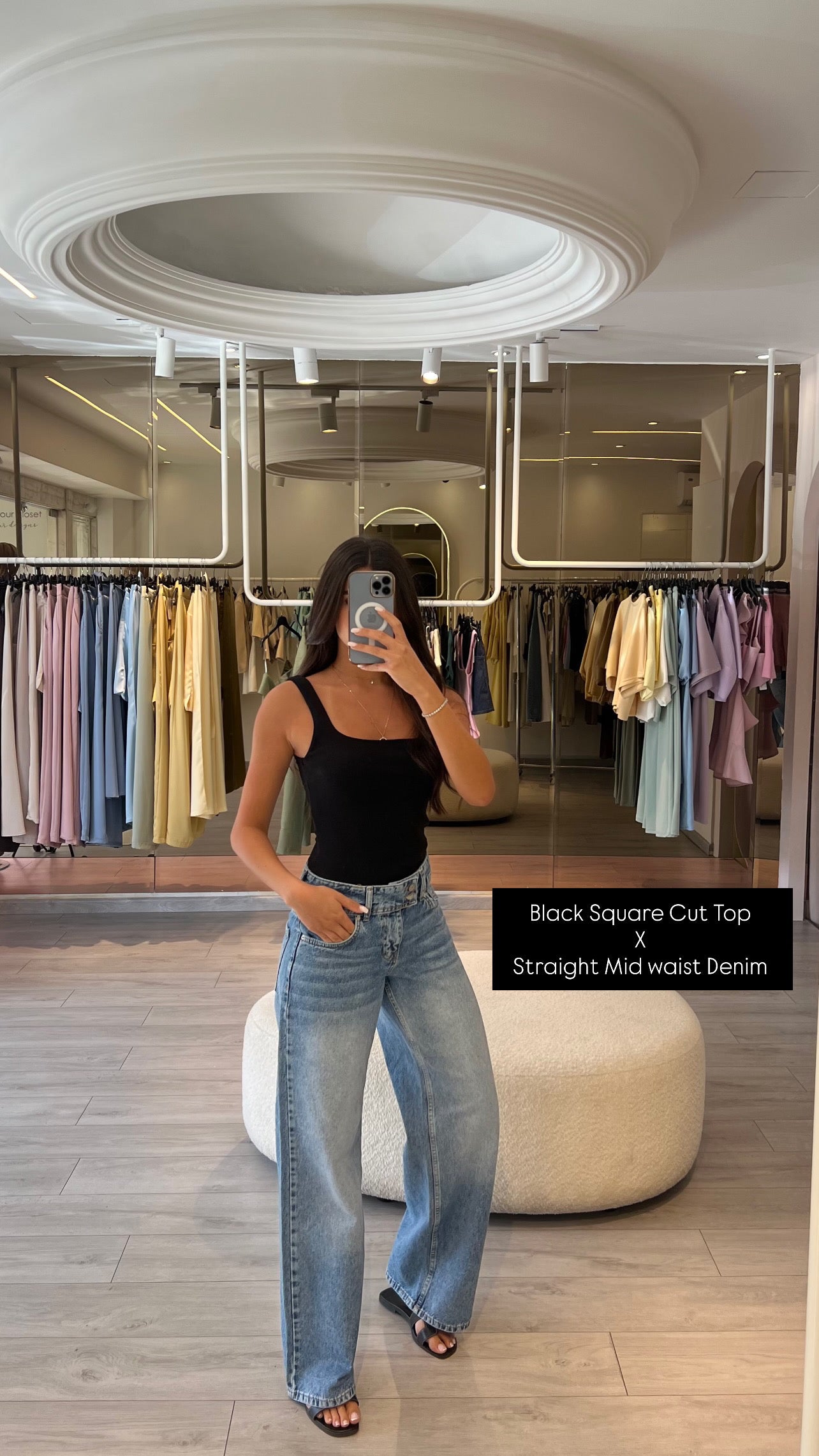 Mid Waist Denim Jeans