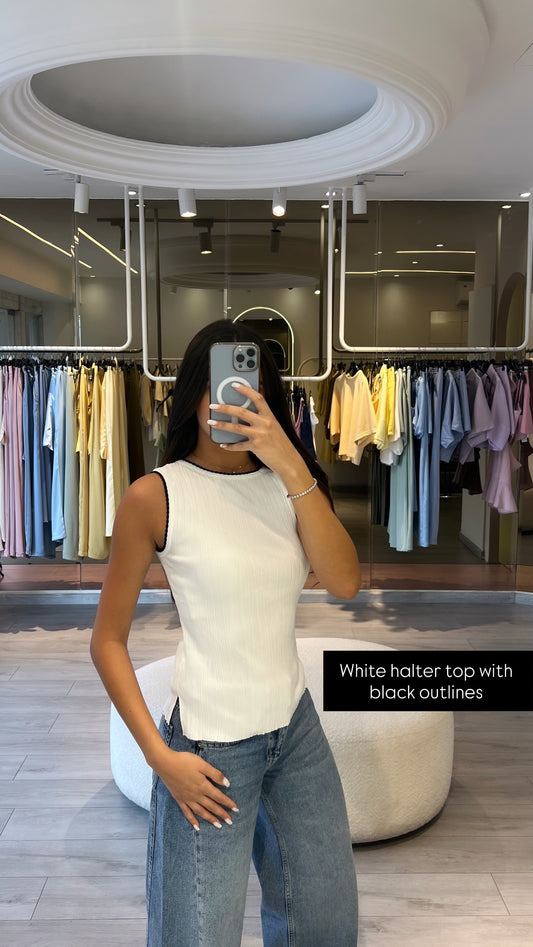 White Tank top with Black outlines