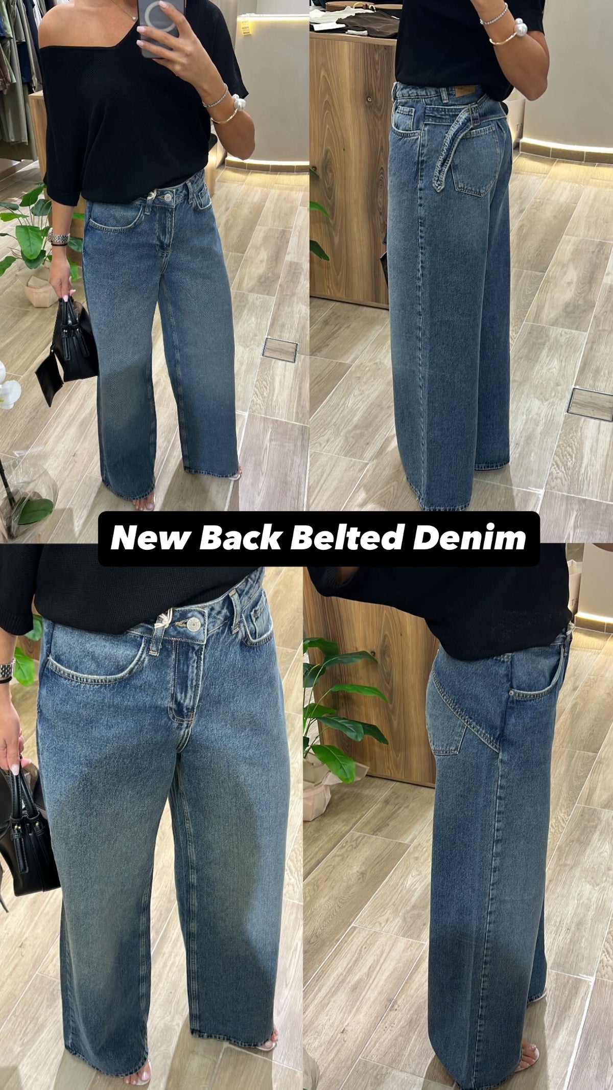 Back Belted Denim Jeans