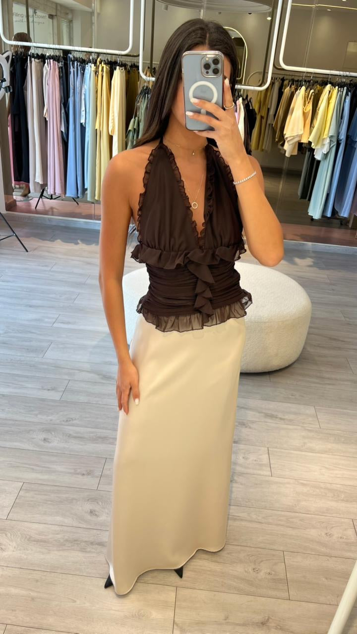 Backless ruffled top