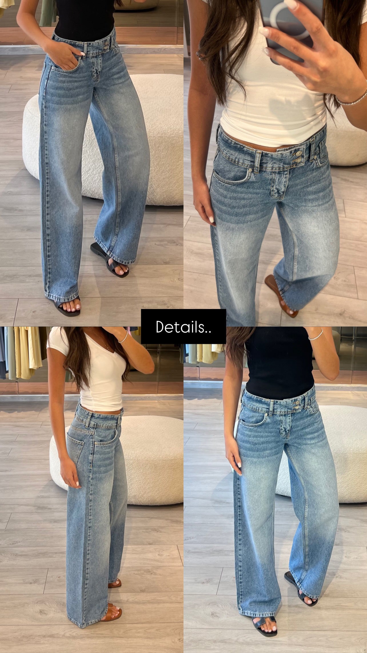 Mid Waist Denim Jeans