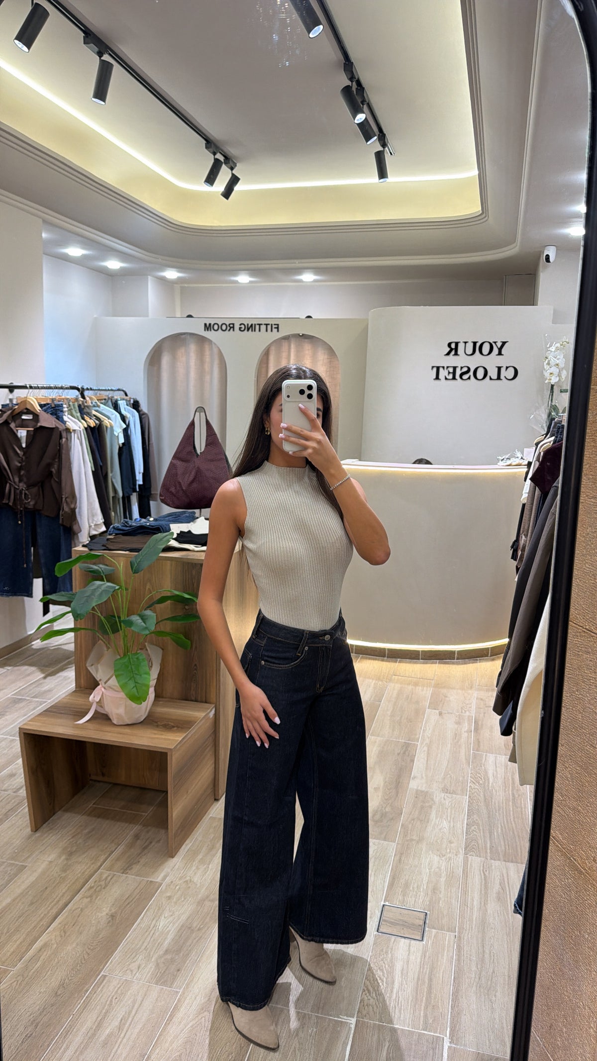 Long ribbed tank top